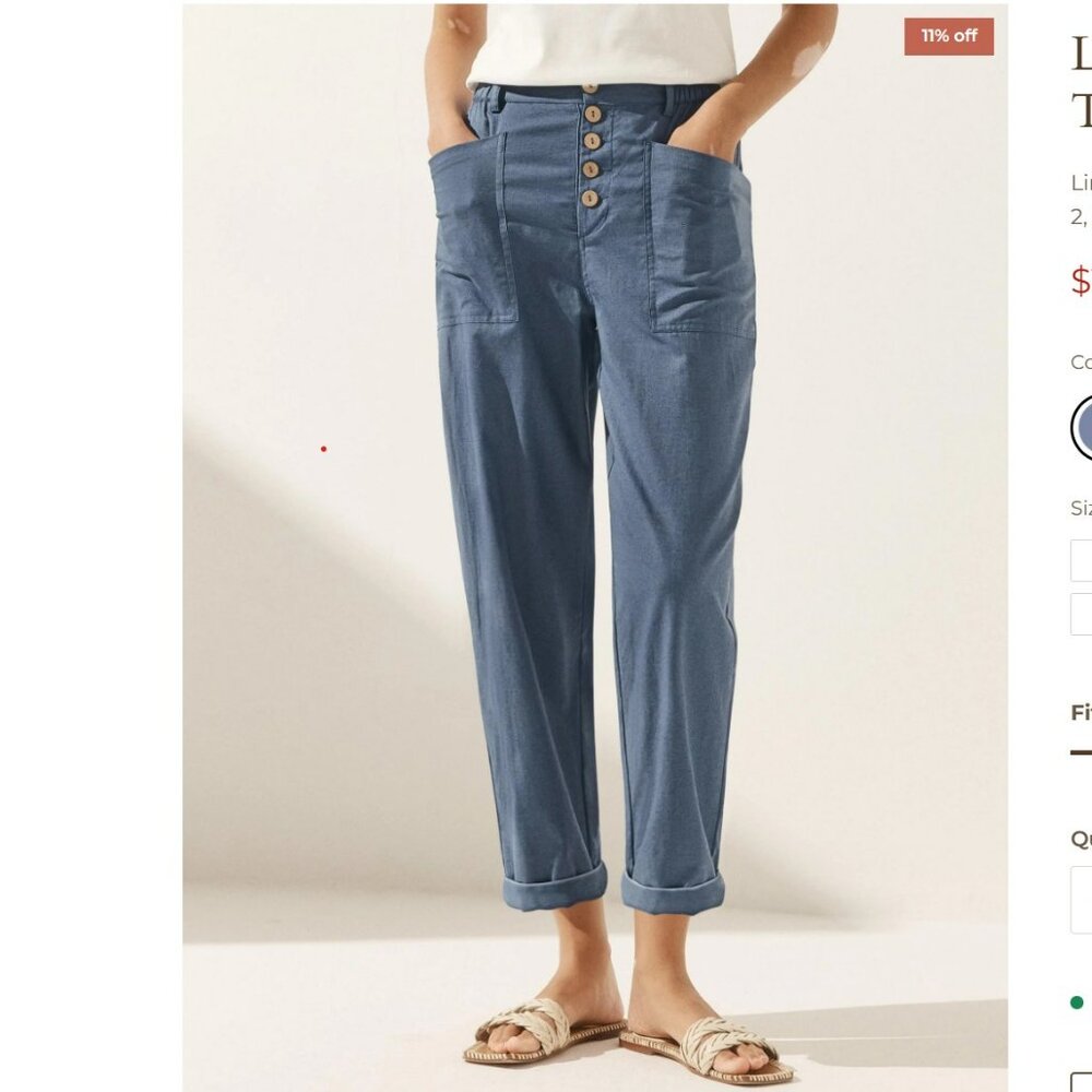 Lintico Simple Button Fly Trousers ankle length pant size xxxl